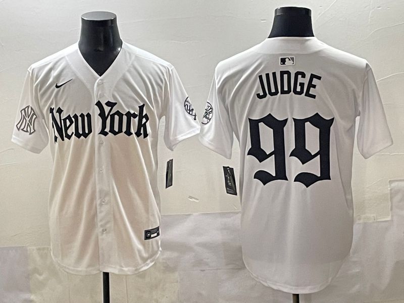 Men 2025 New York Yankees #99 Judge White Five generations Joint Name Nike MLB Jersey style 15